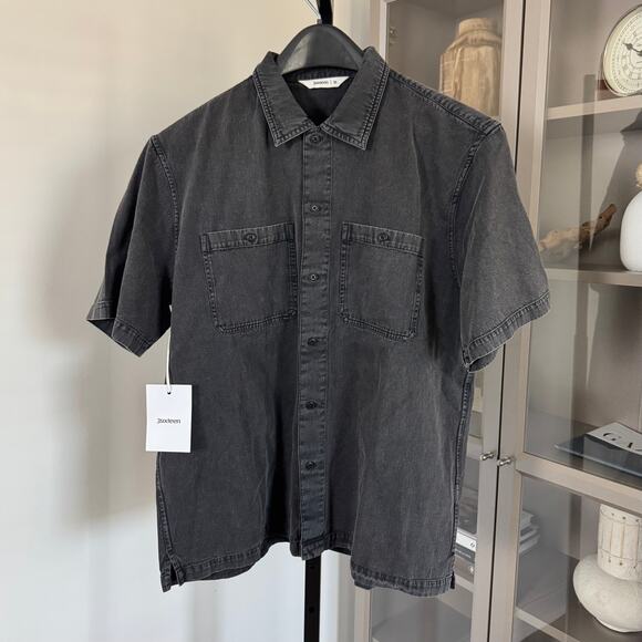 3sixteen Black Stonewash Denim Work Shirt XL NEW Short Sleeve Cotton Button Up - Picture 1 of 6